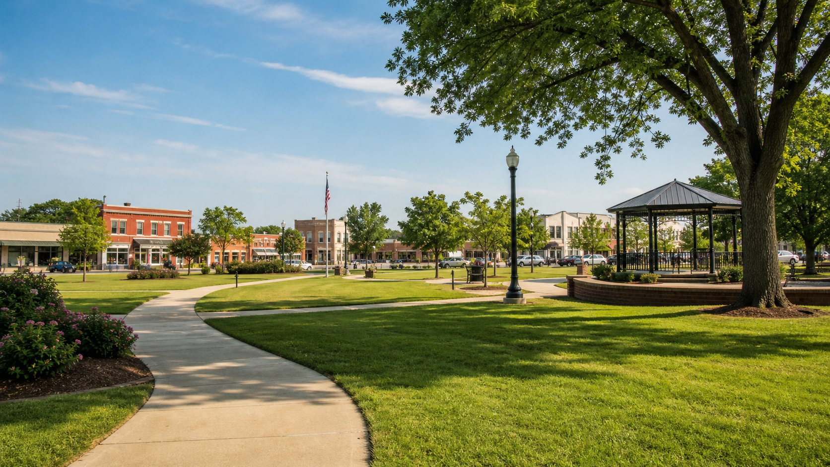 Welcoming Blytheville civic streetscape